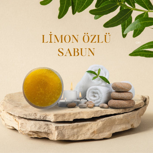 KENDİNDEN SÜNGERLİ LİMON ÖZLÜ SABUN - herbantine