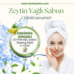 KENDİNDEN SÜNGERLİ ZEYTİNYAĞI ÖZLÜ SABUNU - herbantine