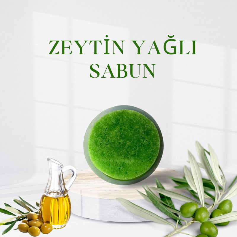 KENDİNDEN SÜNGERLİ ZEYTİNYAĞI ÖZLÜ SABUNU - herbantine